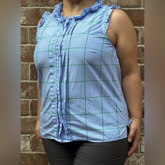 J Crew Blouse. Ruffle neck. Size 10 - Picture 1 of 6